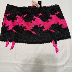 Victoria’s Secret Black and Pink Lace Skirt